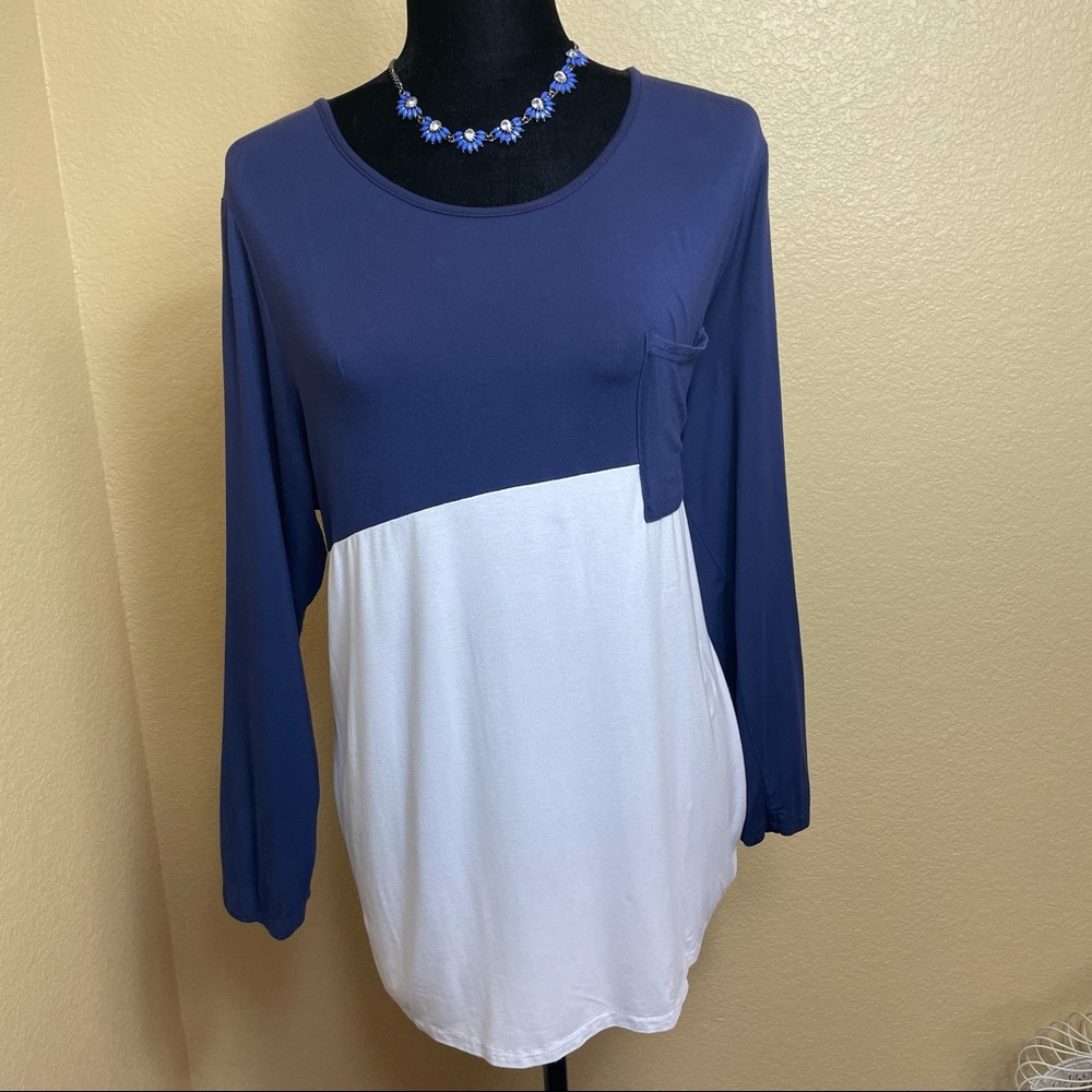 Blue & White Long sleeve Soft Tee